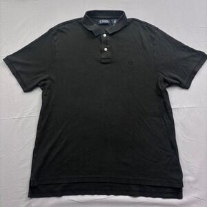 Chaps Mens Short Sleeve Polo Shirt Black Large Embroidered Crest Logo 0465R